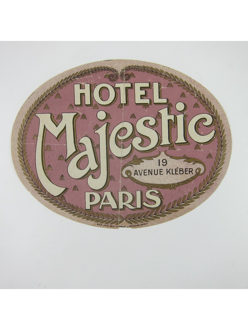 Antique 1920s Hotel Majestic Paris France Luggage Label Art Nouveau Honey Bee